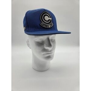 Dragon Ball Z Capsule Corp Snapback Hat Blue Vintage Anime Flat Brim Cap